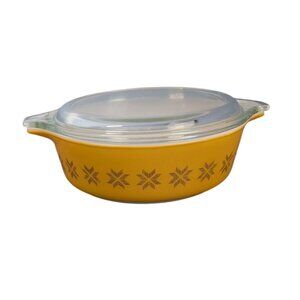Pyrex 1 Pint Casserole Dish #471 C Lid #470 Yellow Town & Country